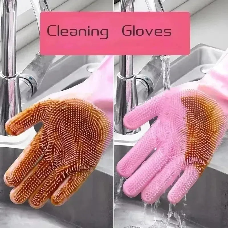 Silicone Scrubbing Cleaning Gloves