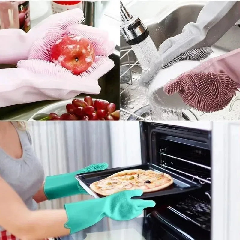 Silicone Scrubbing Cleaning Gloves